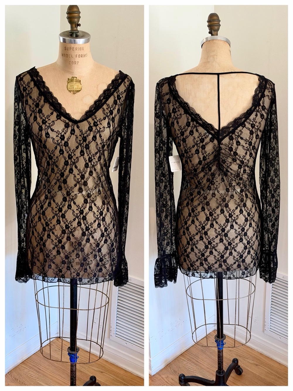 FREE PEOPLE Intimately Just Looking Lace Tunic in Black, NWT